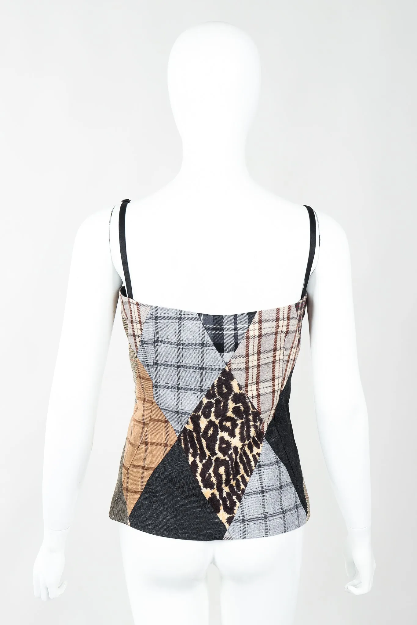 D&G Plaid Patchwork Bustier Top