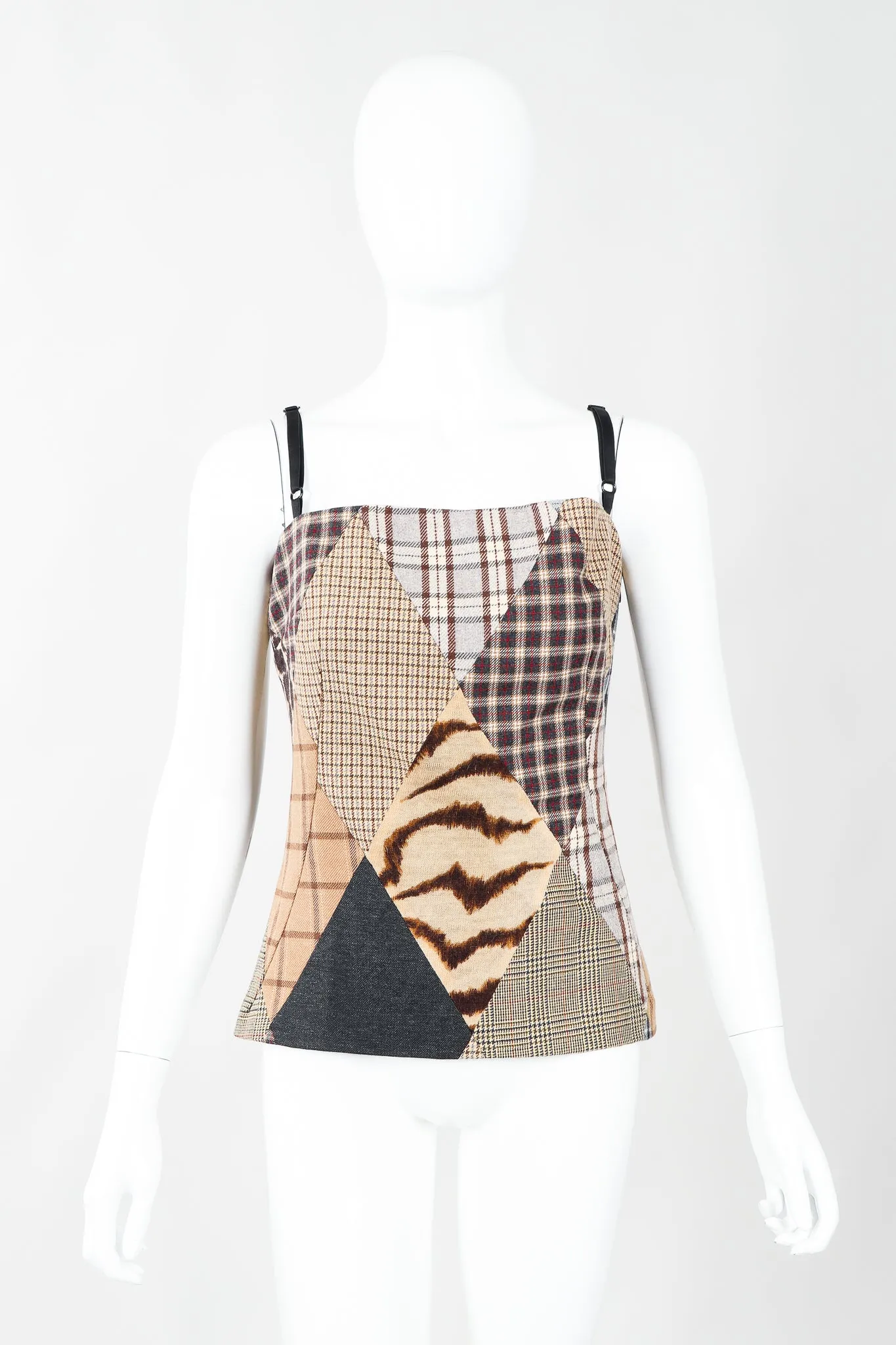D&G Plaid Patchwork Bustier Top