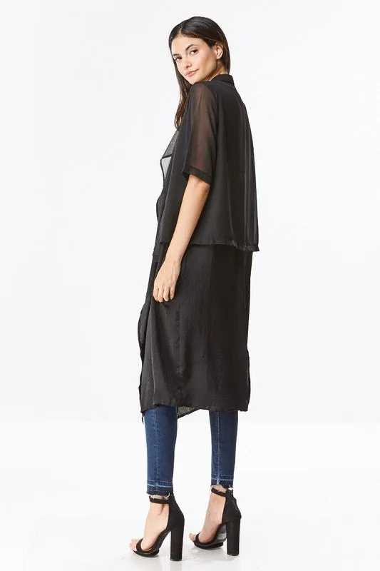 Double Layered Chiffon Coat Top