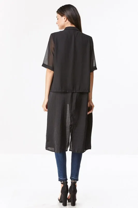 Double Layered Chiffon Coat Top