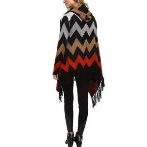 Double Zero | Chevron Sweater Cardigan with Hood