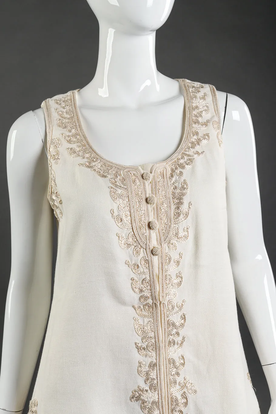 Embroidered Linen Vest and Pant Set