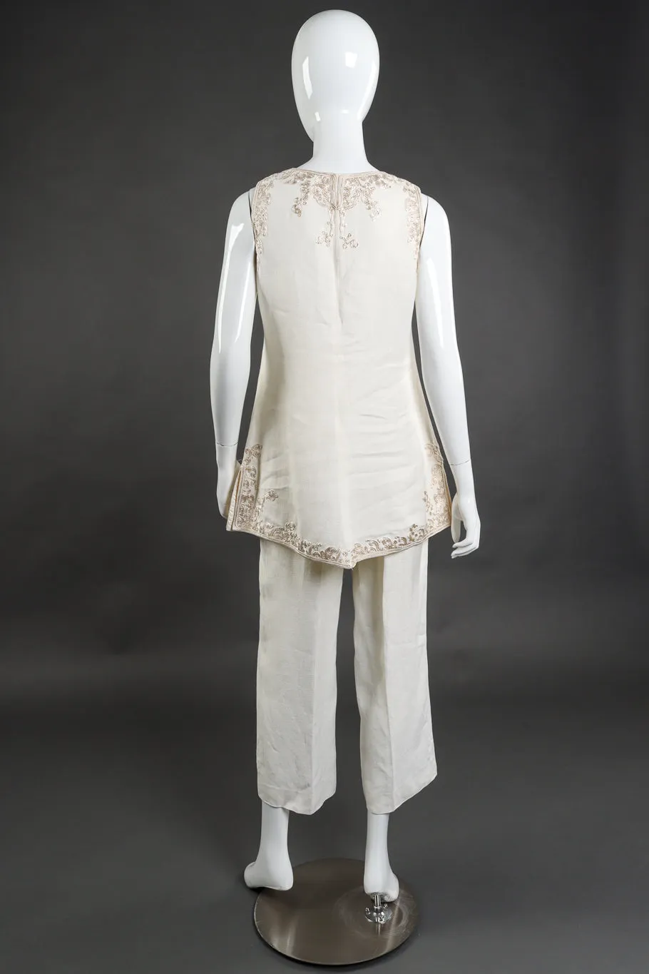 Embroidered Linen Vest and Pant Set