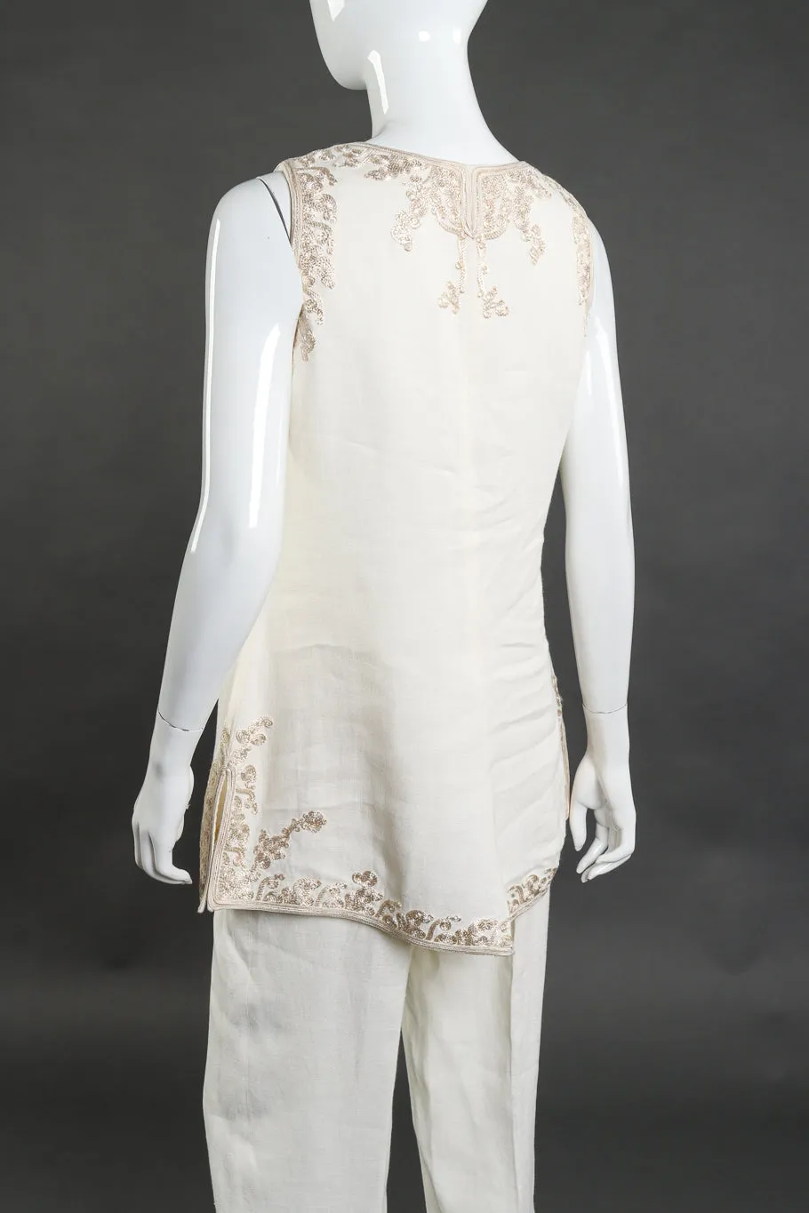 Embroidered Linen Vest and Pant Set