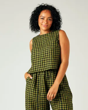 Esme Green Gingham Linen Top
