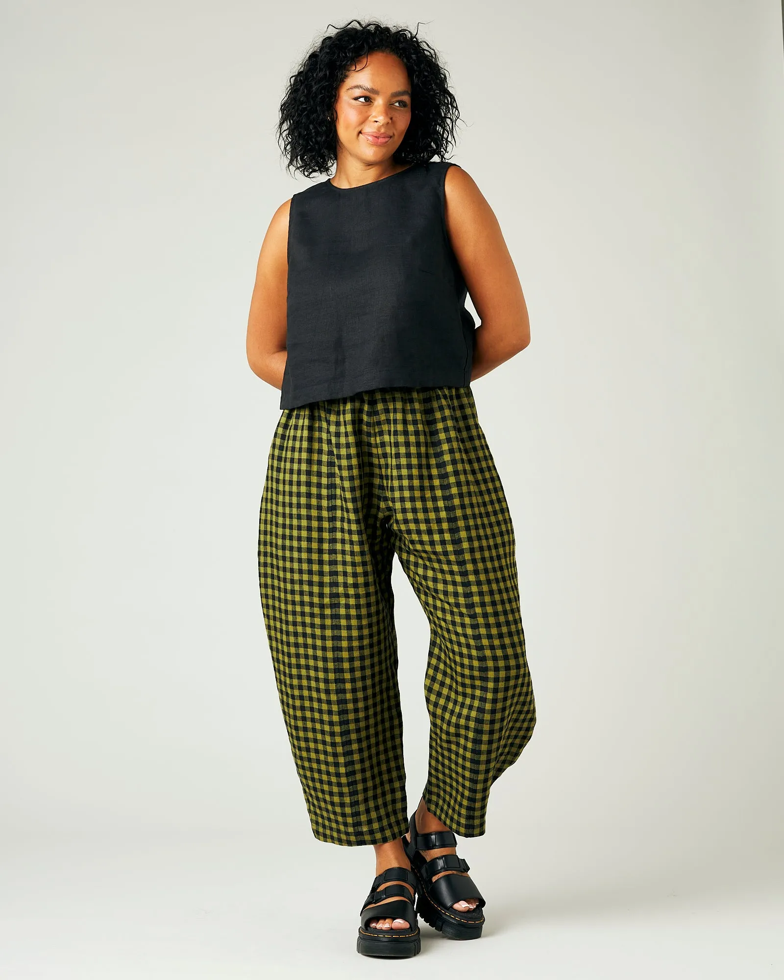 Esme Green Gingham Linen Top