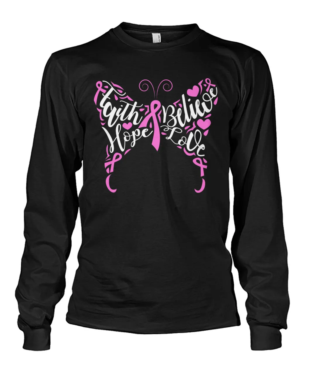 Faith Believe Hope Love Butterfly Shirts and Long Sleeves