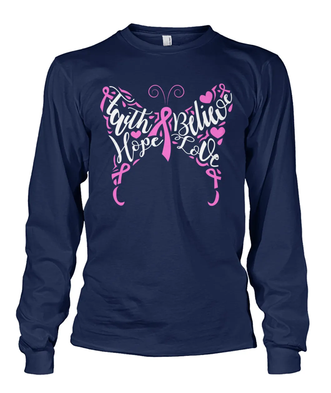 Faith Believe Hope Love Butterfly Shirts and Long Sleeves