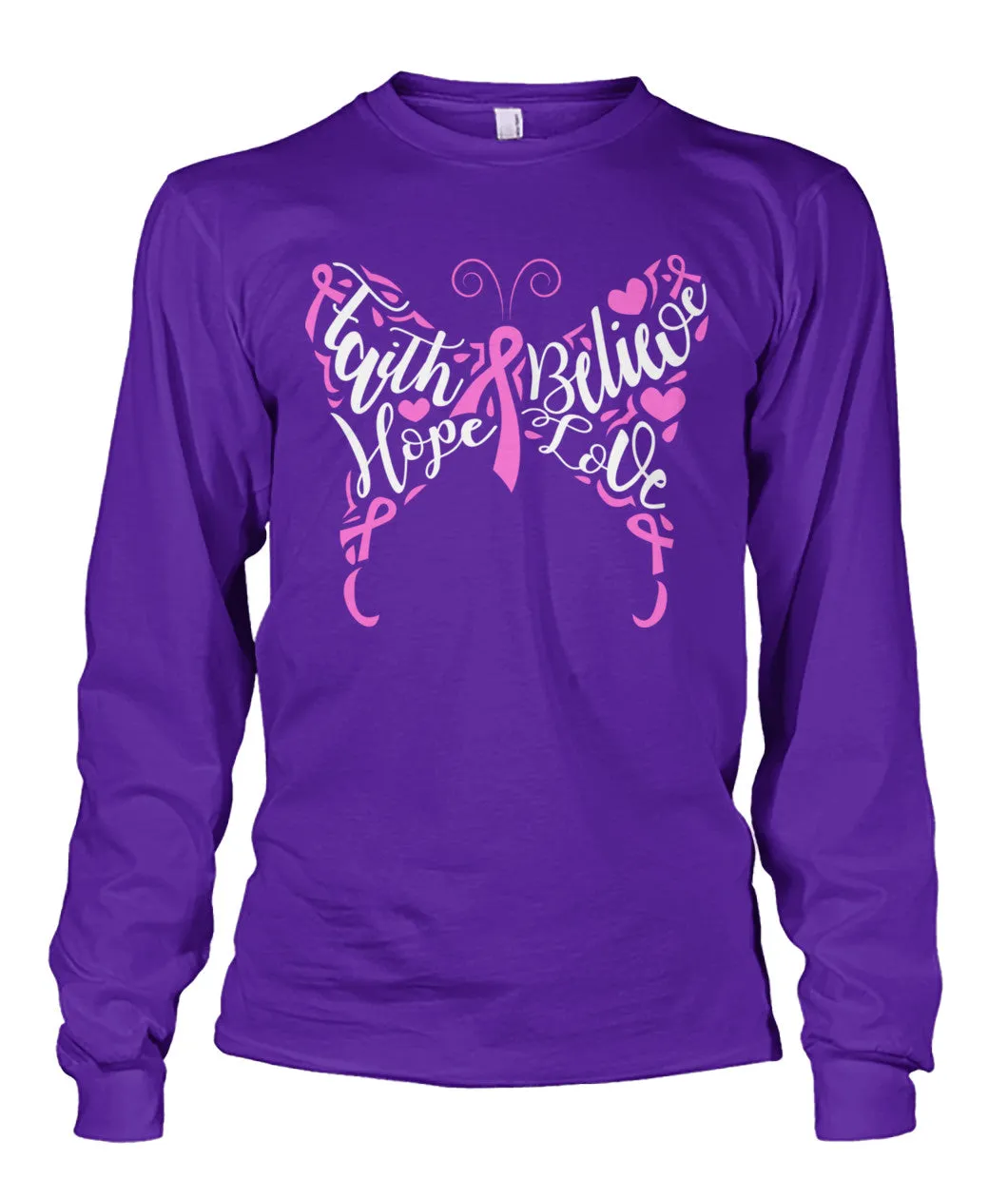Faith Believe Hope Love Butterfly Shirts and Long Sleeves