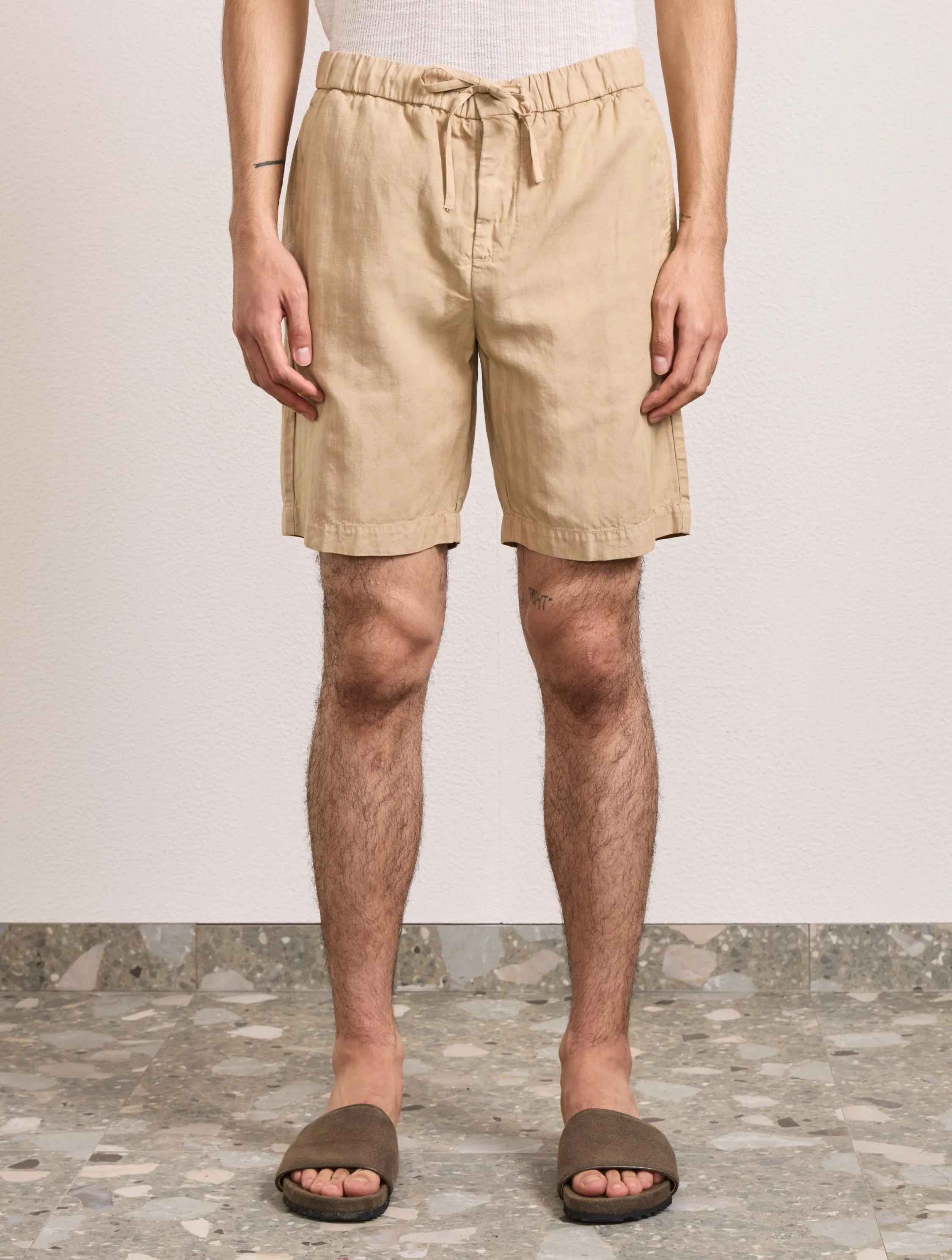 FELIPE HERRINGBONE LINEN SHORTS