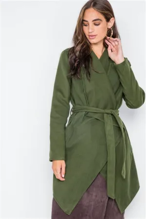 Fleece Drape Front Jacket | Olive