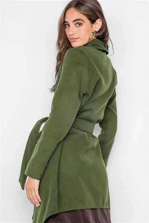 Fleece Drape Front Jacket | Olive