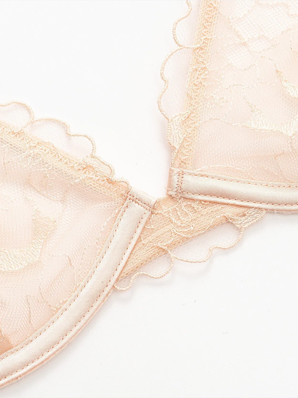 Floral Embroidered Demi Bra Nude