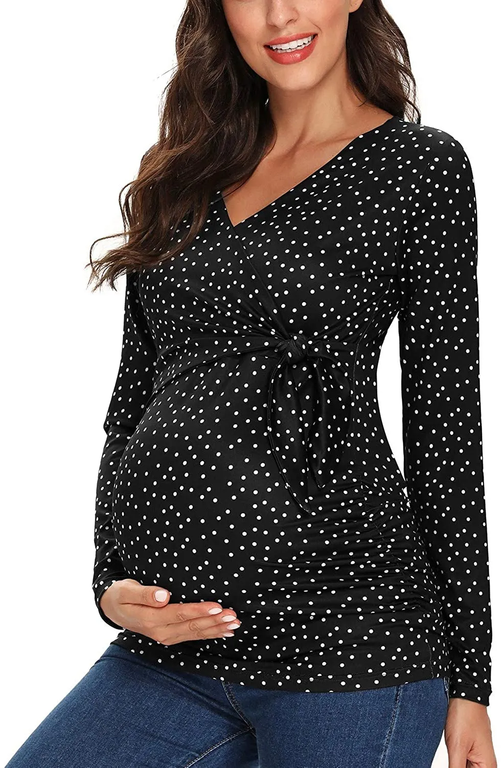 Floral Long Sleeve V-Neck Maternity Tops
