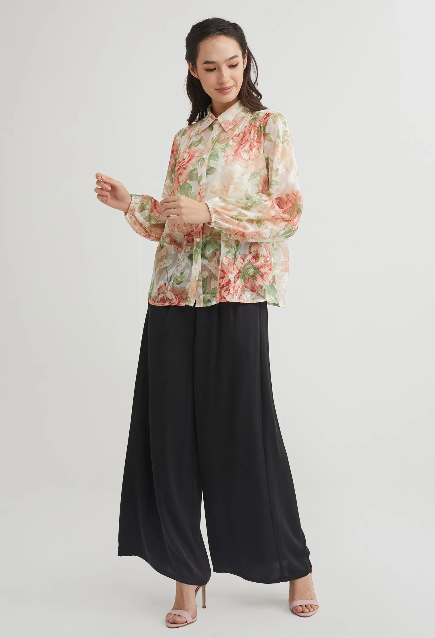 Floral Shimmer Chiffon Blouse