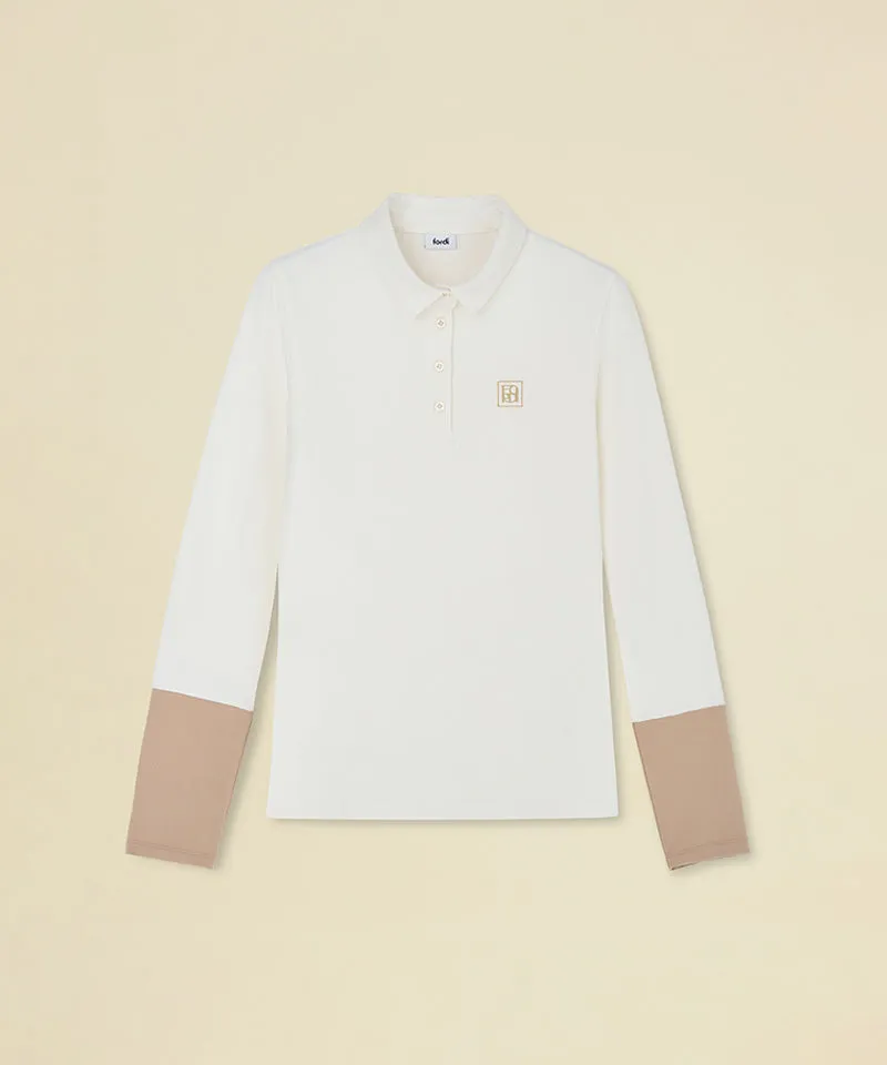 FORDI Color Blocking Fleece Collar T-Shirt - Ivory