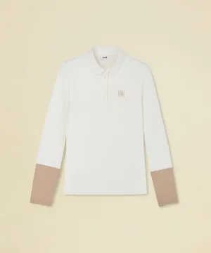 FORDI Color Blocking Fleece Collar T-Shirt - Ivory
