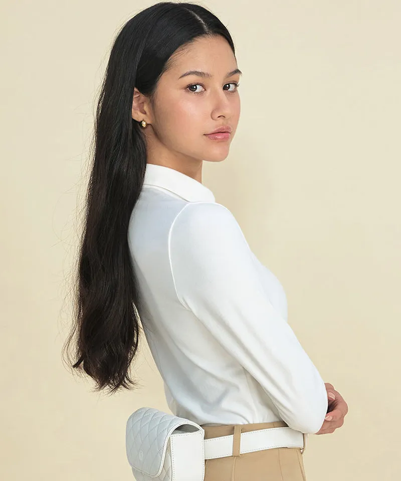 FORDI Color Blocking Fleece Collar T-Shirt - Ivory