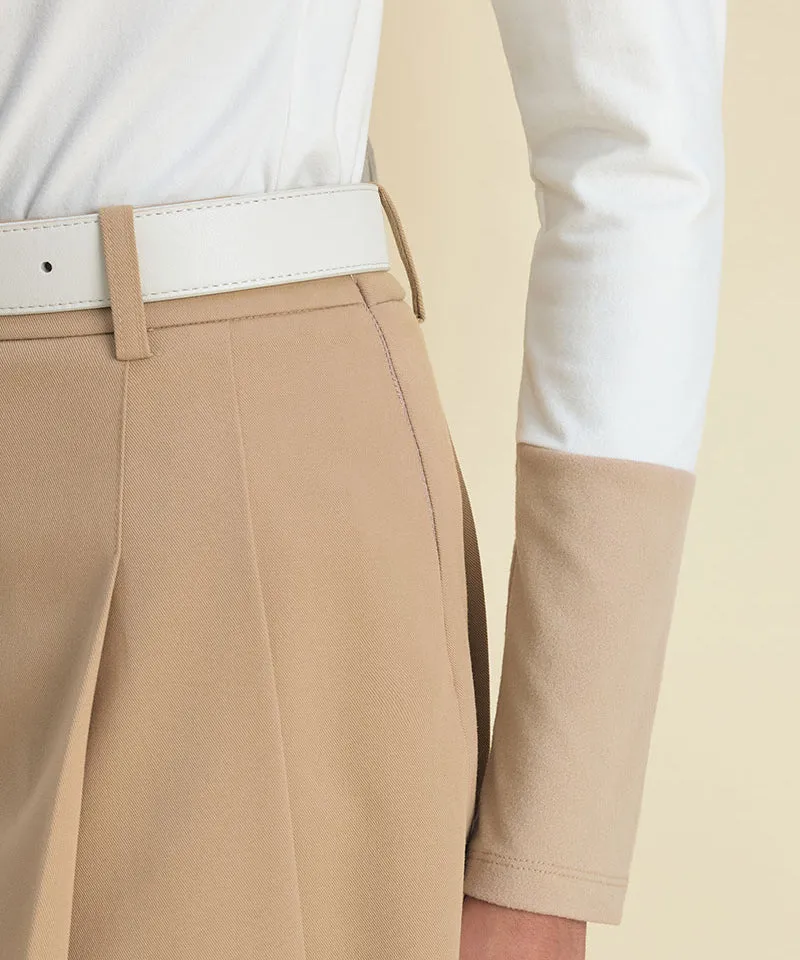 FORDI Color Blocking Fleece Collar T-Shirt - Ivory
