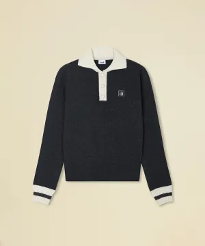FORDI Rib Collar Long Sleeve Knit - Charcoal