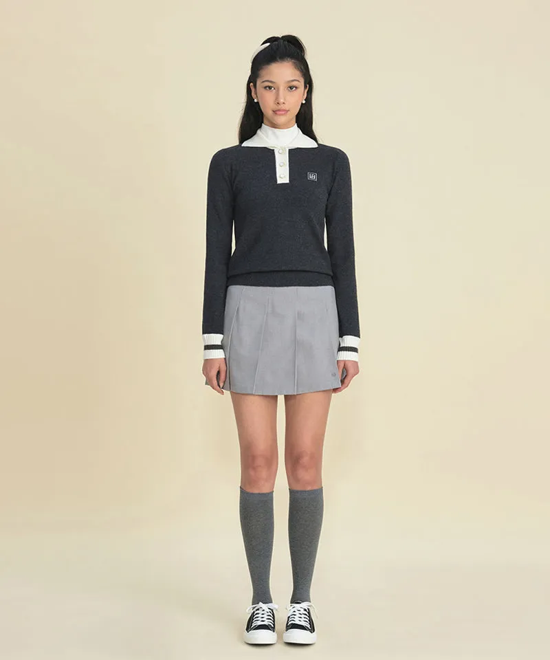FORDI Rib Collar Long Sleeve Knit - Charcoal