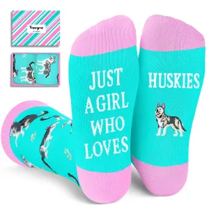 Funny Huskies Socks for Girls - Crazy Gifts Silly Fun Weird Gifts Huskies Gifts