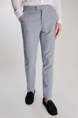 Giacomo Slim Fit Cotton Linen Suit Trousers in Chambray