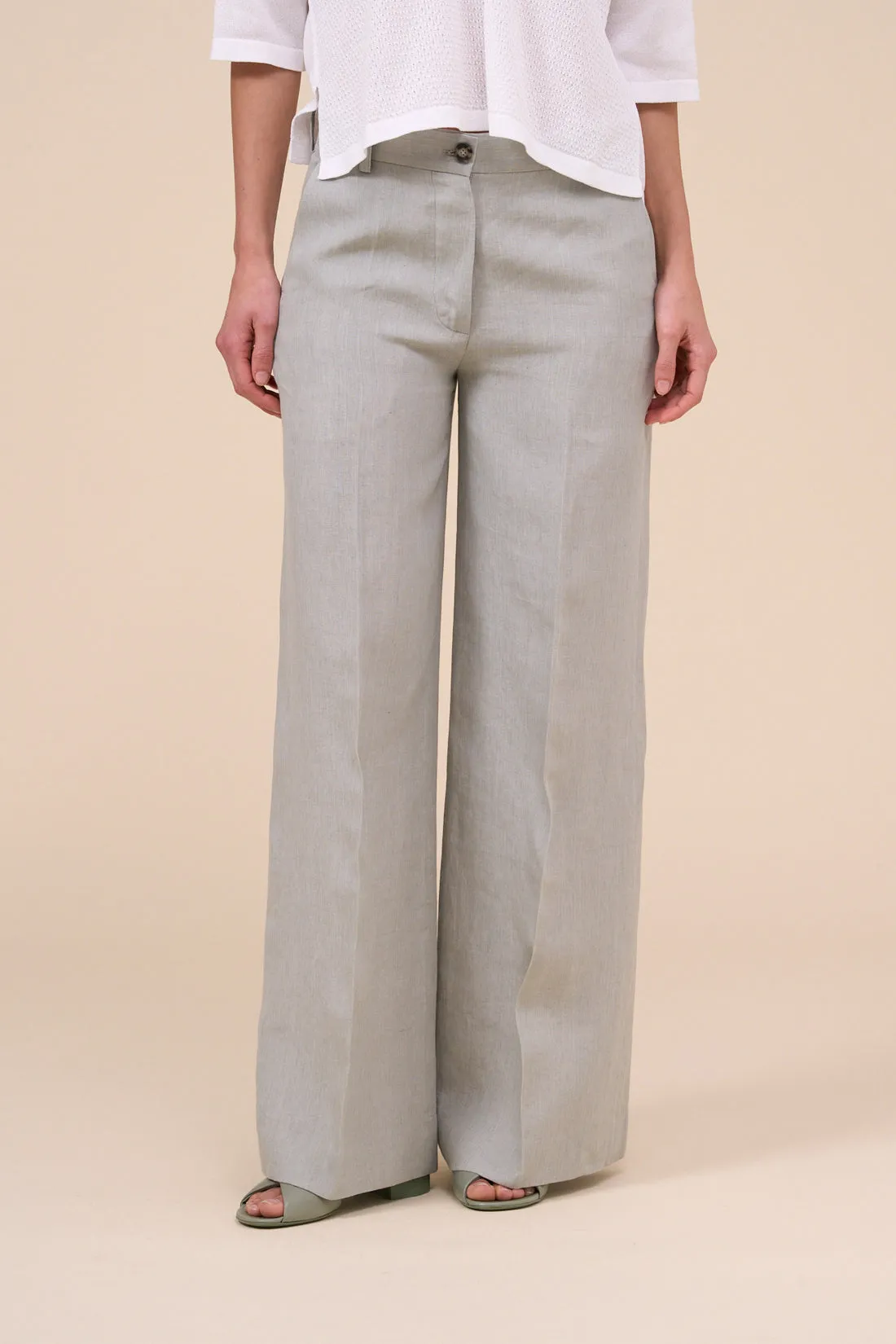 GLORIA LIGHT BEIGE DELAVE LINEN PANT