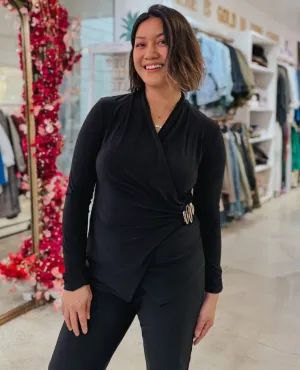 Gold Snake Pin Wrap Top Black
