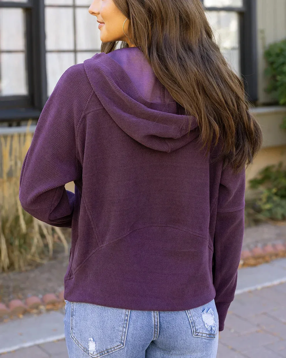 Grace & Lace Corded Hoodie - Aubergine/Small