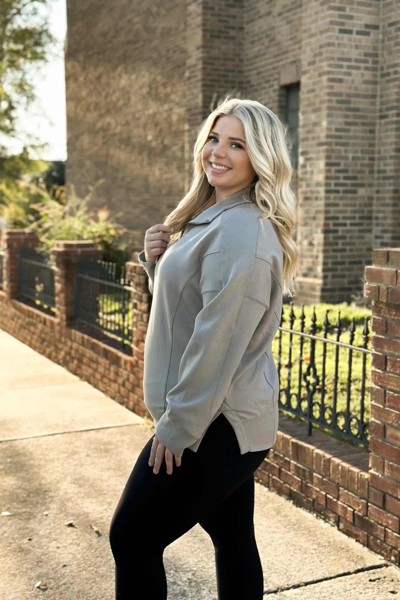 Grey Quarter Zip Sweatshirt *Final Sale*