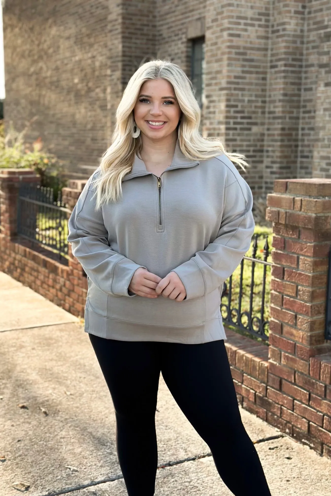 Grey Quarter Zip Sweatshirt *Final Sale*