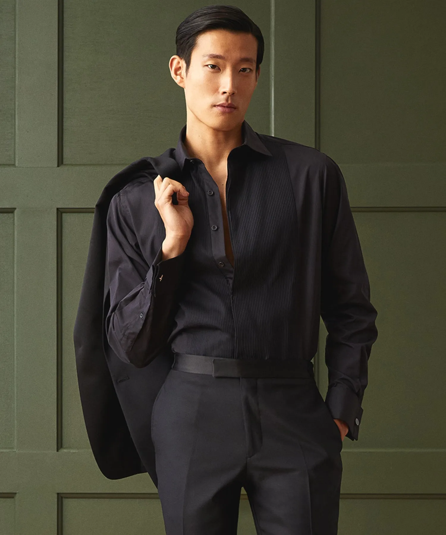 Hamilton   Todd Snyder Pleated Tuxedo Shirt in Black