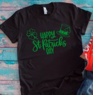 Happy St. Patrick's Day, Black Unisex Short Sleeve T-shirt