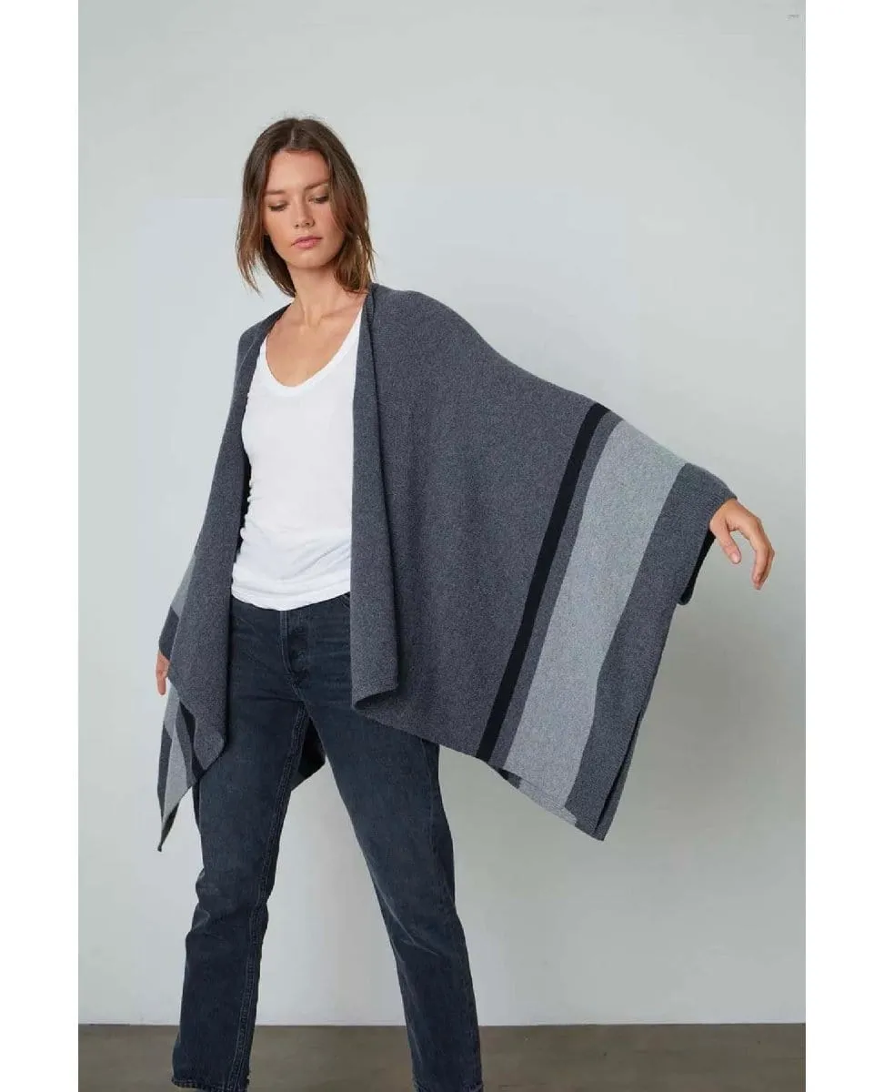 Harper Open Front Poncho Grey