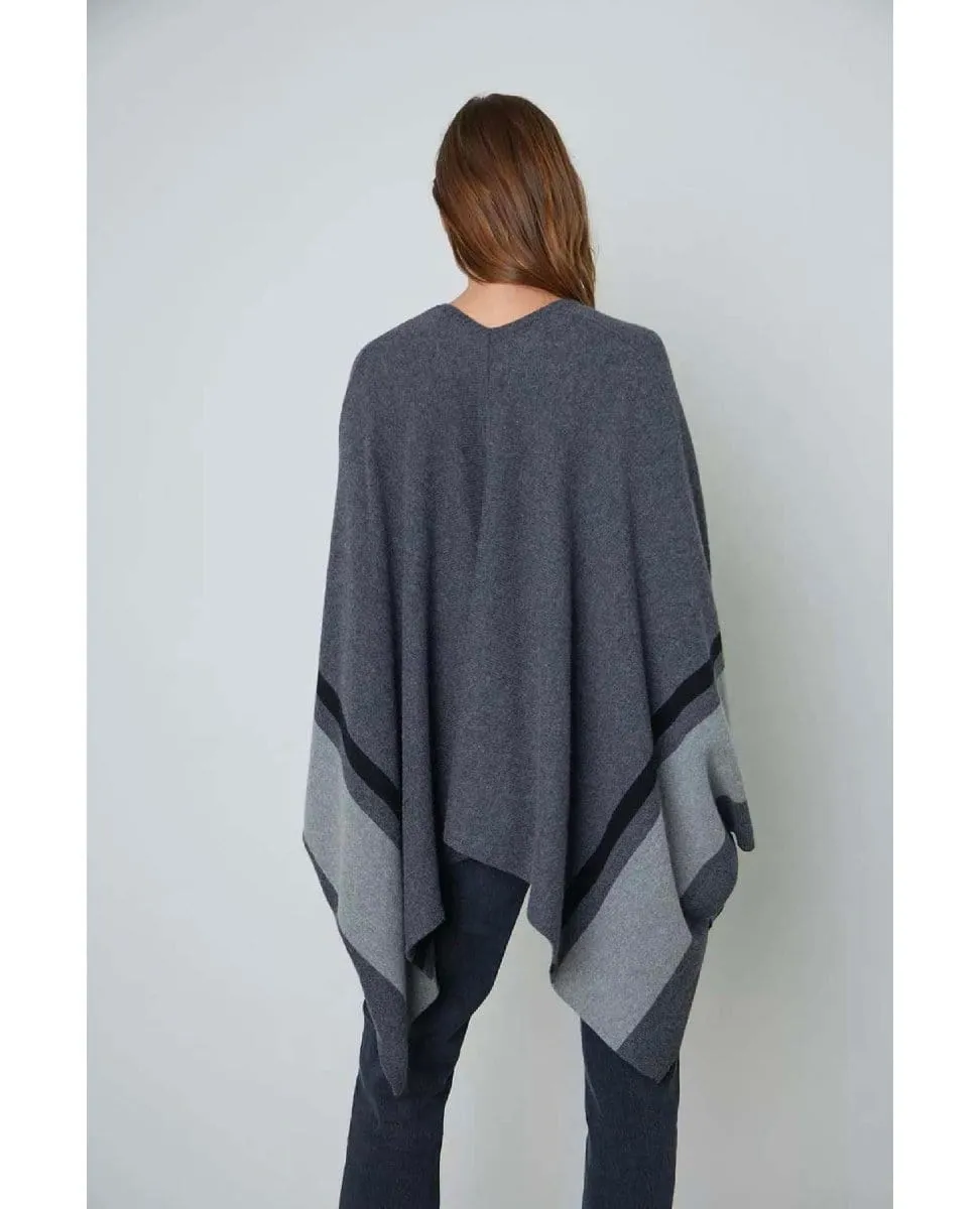 Harper Open Front Poncho Grey