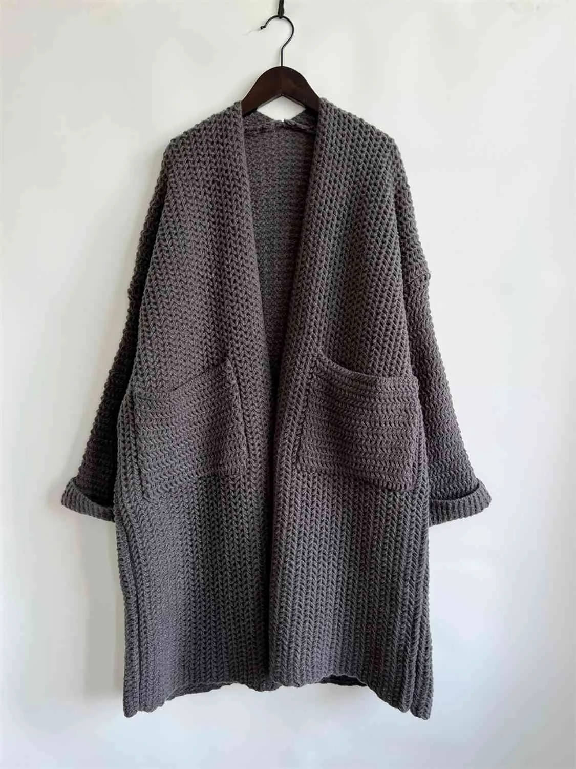 Hazel Blues® |  Open Front Long Sleeve Cardigan with Pockets