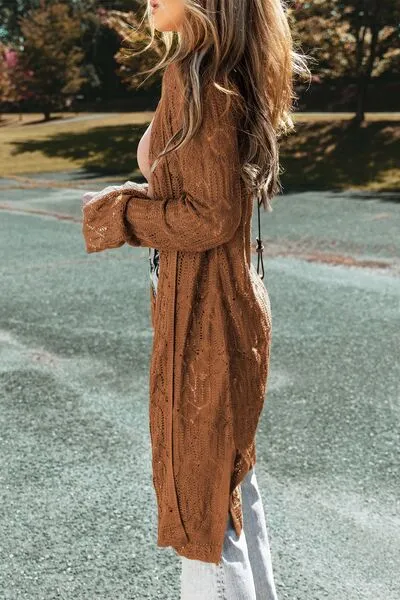 Hazel Blues® |  Openwork Open Front Long Sleeve Cardigan
