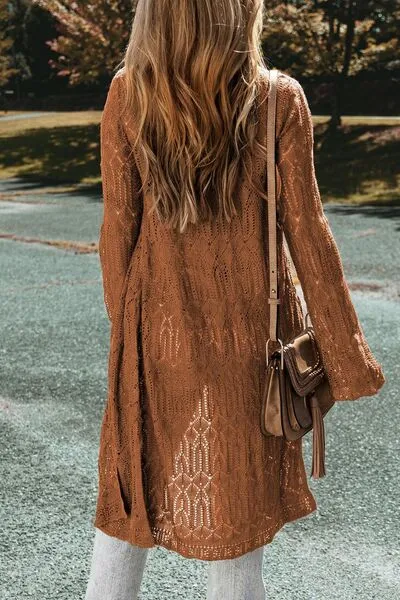 Hazel Blues® |  Openwork Open Front Long Sleeve Cardigan