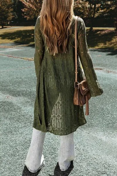 Hazel Blues® |  Openwork Open Front Long Sleeve Cardigan