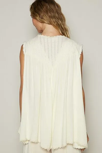 Hazel Blues® |  POL Pearl Detail Open Front Sleeveless Cardigan
