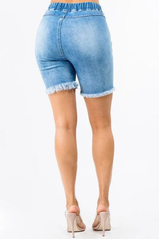 HIGH WAIST BAND WAIST BOYFRIEND SHORTS