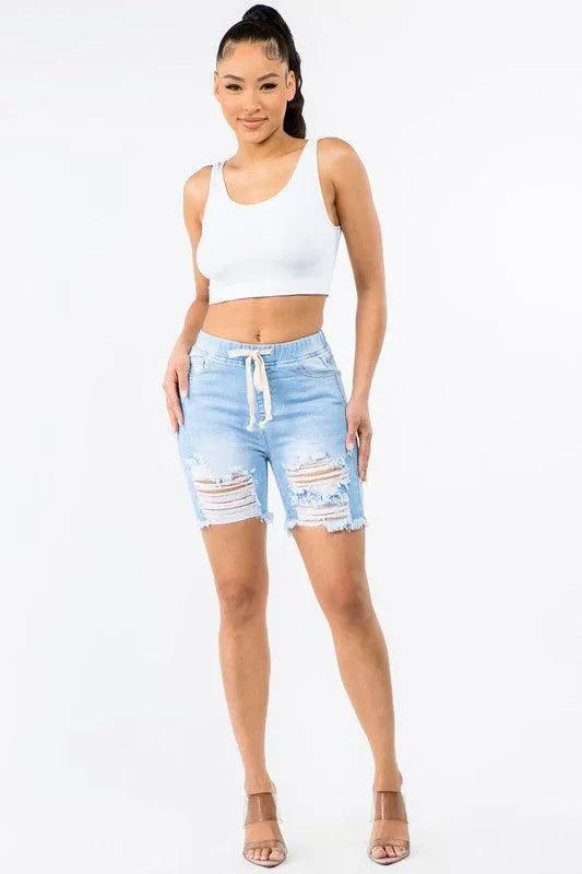HIGH WAIST BAND WAIST BOYFRIEND SHORTS