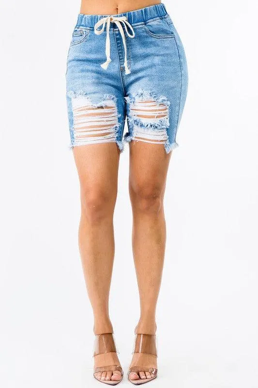 HIGH WAIST BAND WAIST BOYFRIEND SHORTS