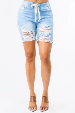 HIGH WAIST BAND WAIST BOYFRIEND SHORTS