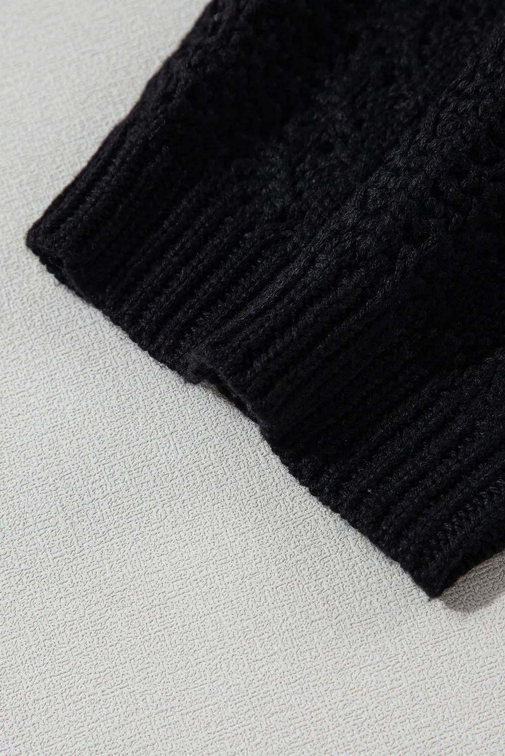 Hollow Out Knit Drop Shoulder Open Front Cardigan