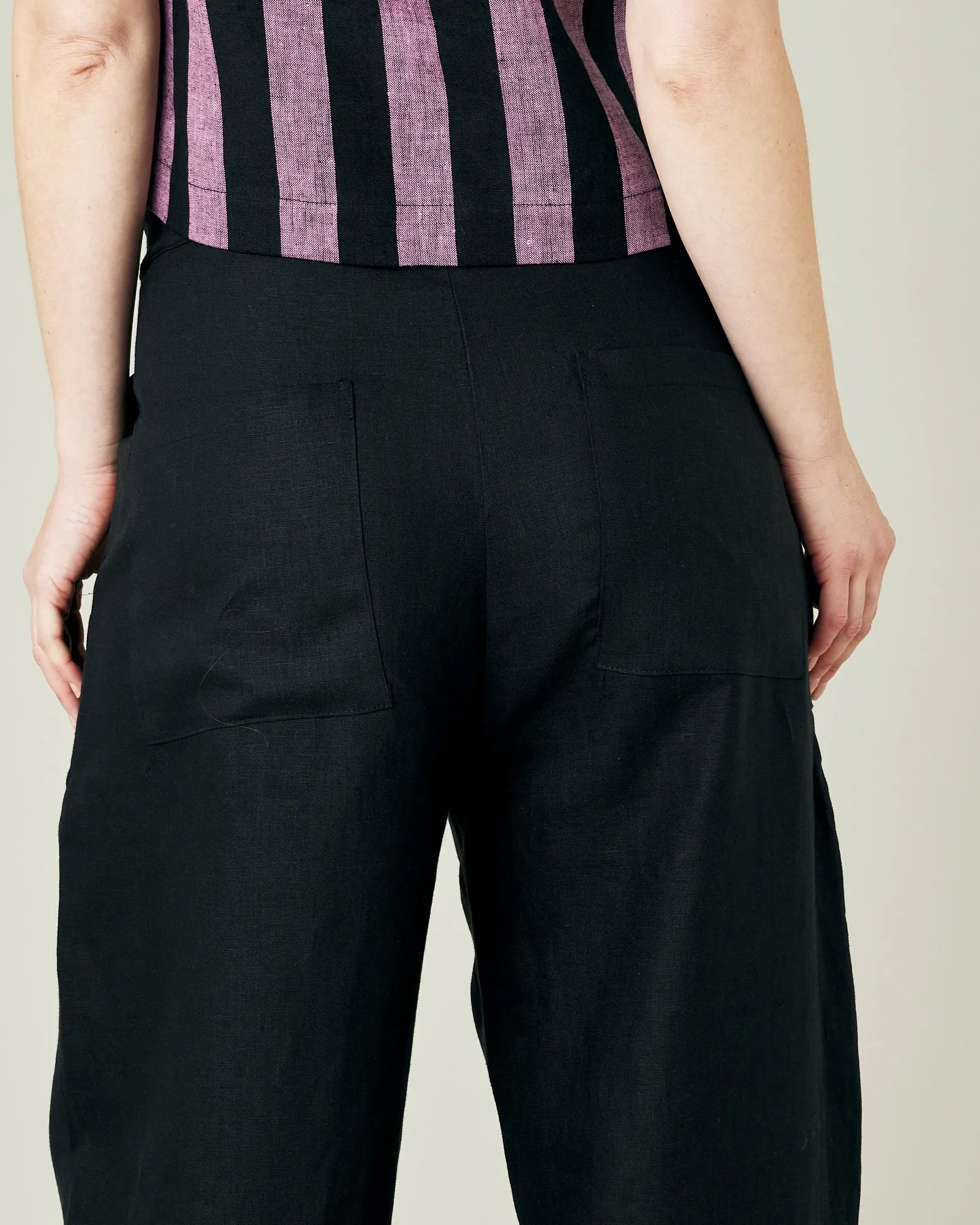 Huxley Black Linen Trousers