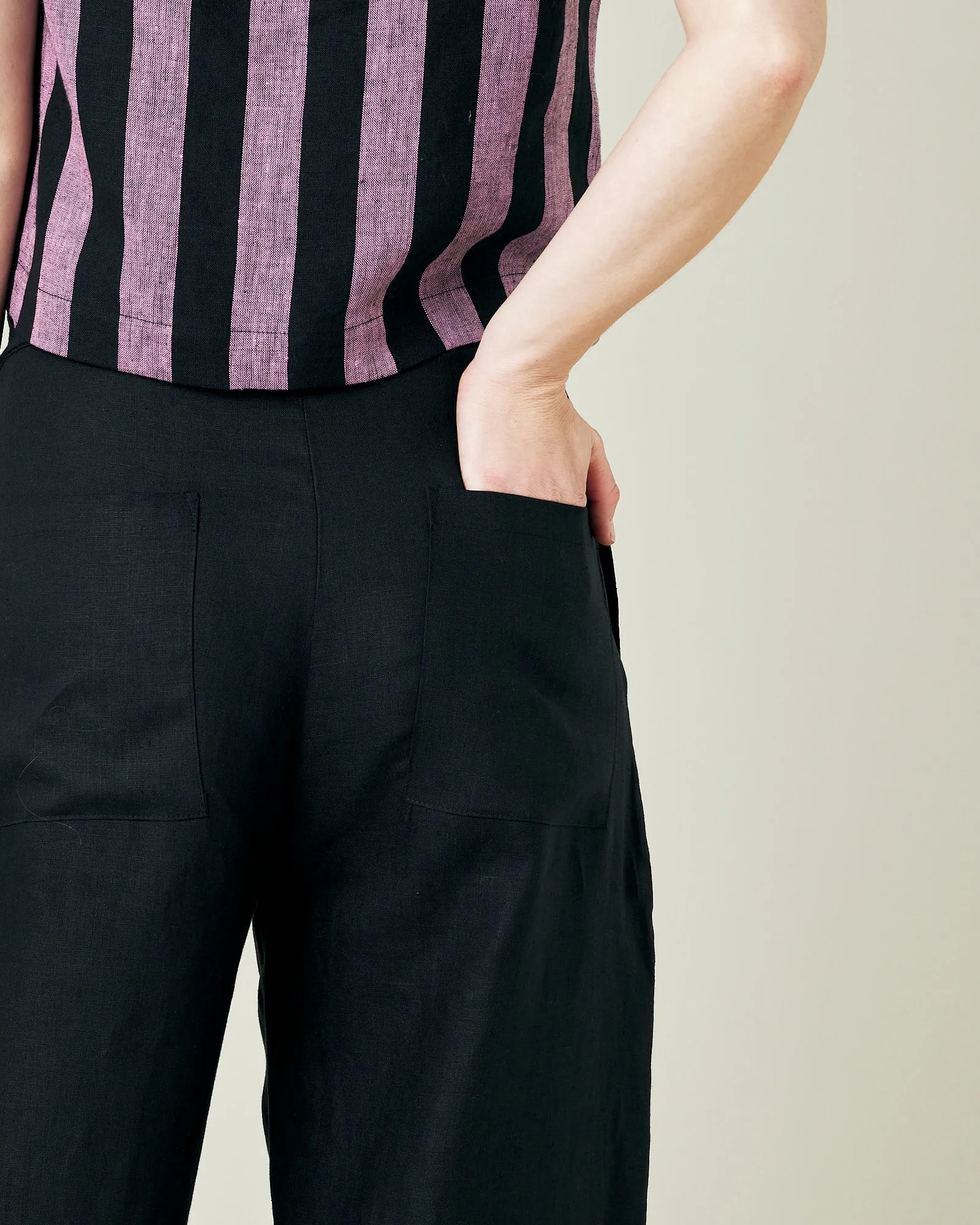 Huxley Black Linen Trousers