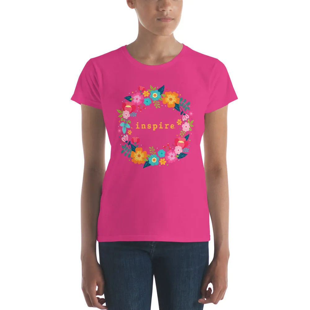 inspire Floral Wreath Women's Short Sleeve T-Shirt
