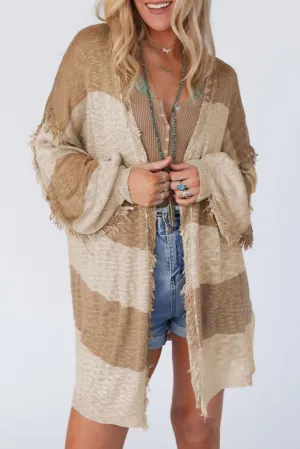KaleaBoutique Beautiful Lantern Sleeve Fringed Open Cardigan